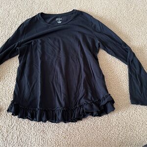 Banana Republic Black Long Sleeve Ruffle Top